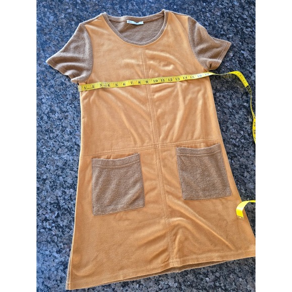 Grifflin Paris Faux Suede Shift Dress Tunic Short Sleeve Pocketed Size L - Picture 11 of 12